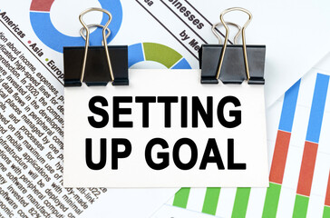 Among the reporting charts and diagrams is a plate with the inscription - SETTING UP GOAL