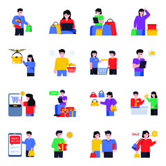 
Flat Icons of E Commerce and Shopping Pack

