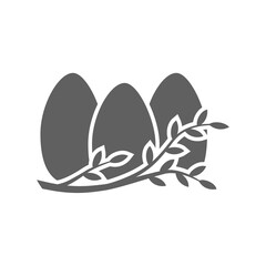Naklejka premium Happy Easter day design element silhouette easter eggs in basket.Vector illustration.