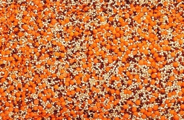 Mix of raw organic cereals. Lentils and quinoa (white and red). Delicious and healthy diet . Protein food concept. Vegan and Vegetarian. Top view, copy space, culinary background