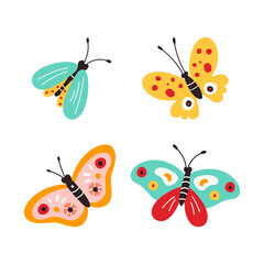 Set of butterflies, vector illustration isolated on white background