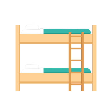 wooden bunk bed with teal bedding clip art preview