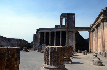 Ruins of Ancient Roman city of Pompeii Italy, was destroyed and buried with ash after Vesuvius...