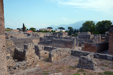 Ruins of Ancient Roman city of Pompeii Italy, was destroyed and buried with ash after Vesuvius...