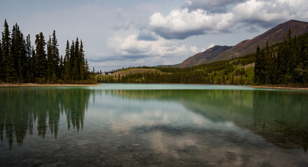 Fototapeta na wymiar Emerald Lake in the Yukon Territory in Canada. 