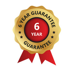 6 year guarantee badge, guarantee certificate, 6 year guarantee logo, Year guarantee Logo Vector Photo