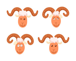 Illustration of a ram head on a white background