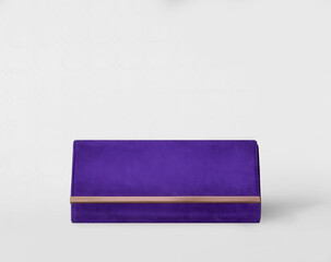 Purple wallet isolated on light grey background