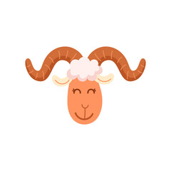 Illustration of a ram head on a white background