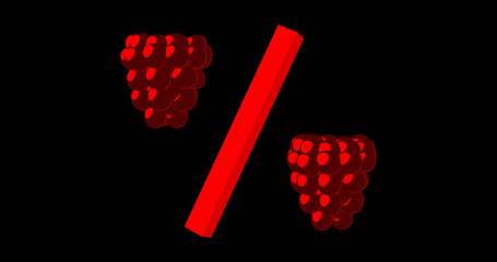 Render with cartoon stylized raspberry percentage