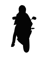 black silhouette, motorbike with white background