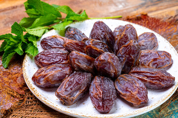 Dried sweet sugar free dates medjoul fruits from Israel