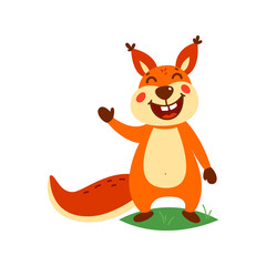 Cute squirrel on a white background. Vector illustration