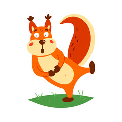 Cute squirrel on a white background. Vector illustration