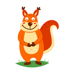 Cute squirrel on a white background. Vector illustration