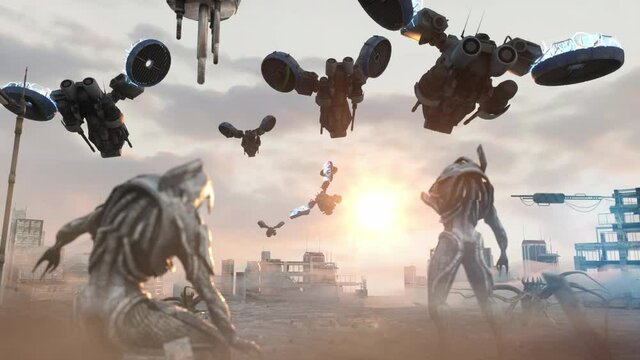 alien invasion concept attack of aliens 3d render