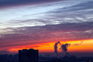 Sunset over the city