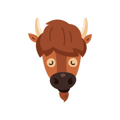 Bison icon. Vector illustration of american bison, standing in profile, in trendy flat style. Isolated on white