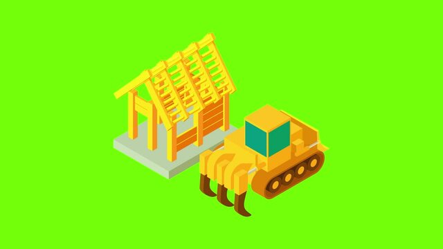 Quarry work icon animation cartoon best object on green screen background
