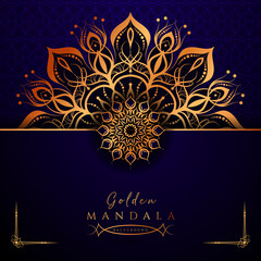  Mandala design background with golden arabesque pattern Arabic Islamic east style. Ornamental luxury mandala design