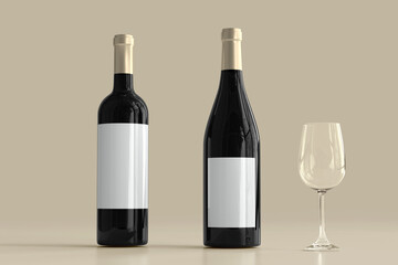 Red Wine Bottle with Empty Label