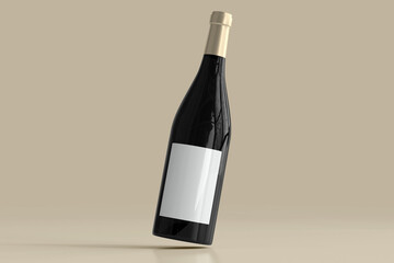 Red Wine Bottle with Empty Label