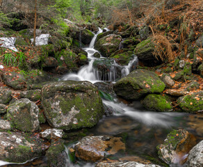 Cerna strz waterfall on Cerny creek in Sumava national park