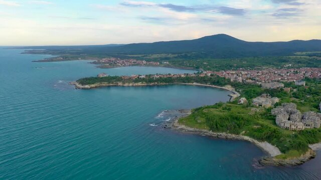 Aerial view of Bulgarian seaside town Tsarevo