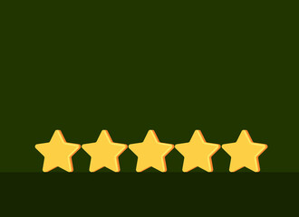 Background in green tones with five yellow stars. Flat style