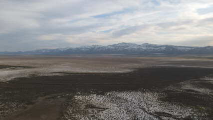 Sunset on the mineral desert hot springs area on the surprise valley.