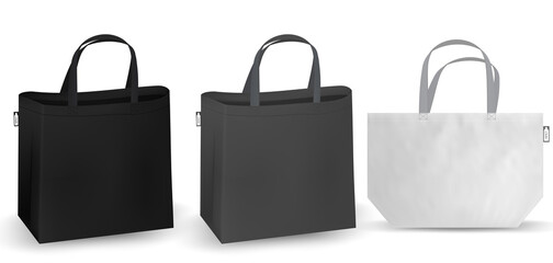 Shopping bag, White recycle RPET bag identity mock-up items template transparent background. Textile tote bag for shopping mockup.