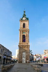 Fototapeta na wymiar Bell Tower. The Clock Tower. Old Town of Jaffa. Old Port inTel Aviv-Jaffa, Israel
