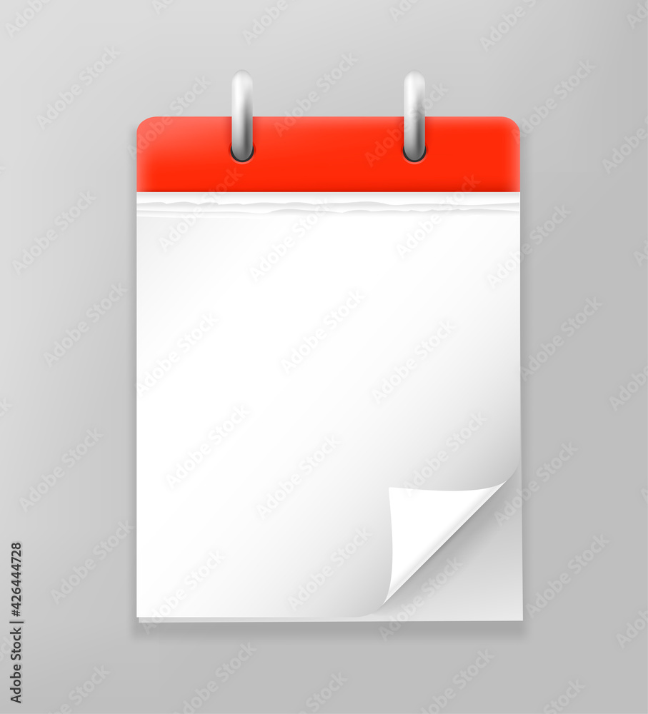 Poster Paper calendar mockup with empty page. Template for a text