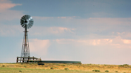 Windmill at sunset, Weld County, Colorado