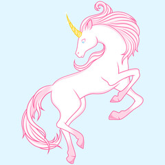 Fairytale unicorn vector design, cute magical creature, childish style unicorn