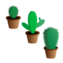 vector illustration of cacti in pots