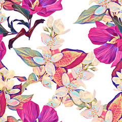 Fototapeta na wymiar Jasmine flower seamless pattern.