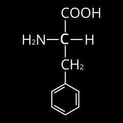 Phenylalanine is an amino acid. Chemical molecular formula Phenylalanine Amino Acid. Vector illustration on isolated background