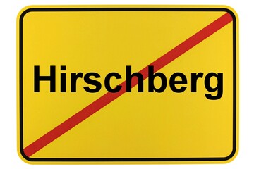 Illustration eines Stadtausgangsschildes der Stadt Hirschberg