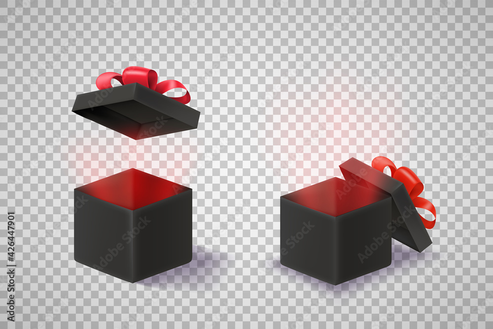 Poster opened black boxes vector clipart isolated on transparent background