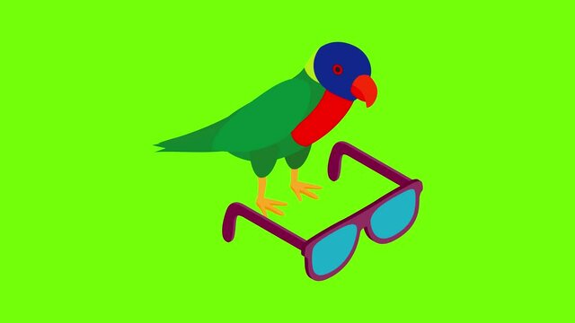 Tropical summer icon animation cartoon best object on green screen background