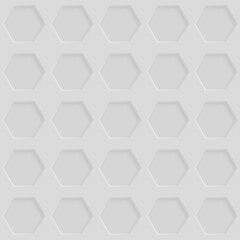 Abstract seamless pattern with hexagon holes in white colors