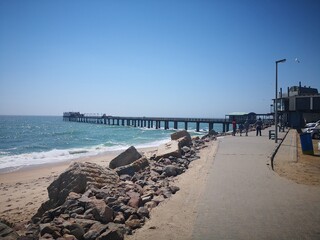 a long pier in  swakopmund in namibia 