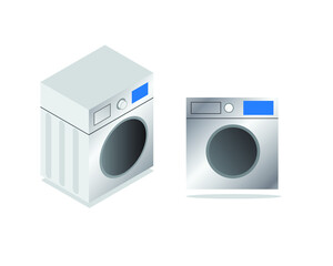 A vector of flat and isometric washing machine on isolated white background. Washing machine is another smart eco internet of things technology