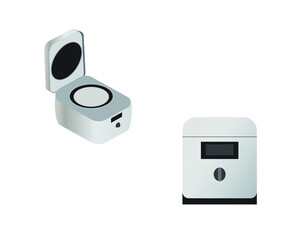 Obraz premium A vector of smart rice cooker with flat and isometric shape on white background. Rice cooker is part of internet of things item