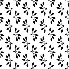Plant illustration, vector leaves with different shapes, spring plant pattern