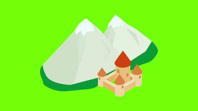Switzerland attraction icon animation cartoon best object on green screen background