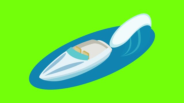 Speedboat icon animation cartoon best object on green screen background