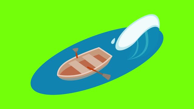 Rowboat icon animation cartoon best object on green screen background