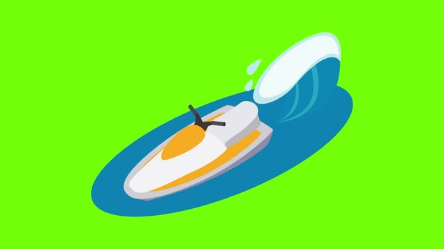 Jet ski icon animation cartoon best object on green screen background